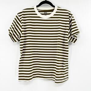 BDG Womens White and Green Striped Top M